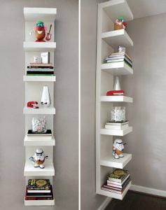vertical bookshelf - apartment renovation nyc