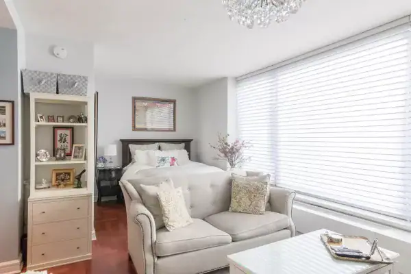 An alcove open to the main room, which is what keeps it an alcove rather than a bedroom
