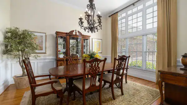 A separate formal dining room with a door, the feature that separates a classic six from an open plan