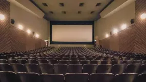 An empty independent cinema auditorium before a screening