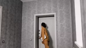 A buyer inspecting an NYC apartment during a walkthrough before making an offer